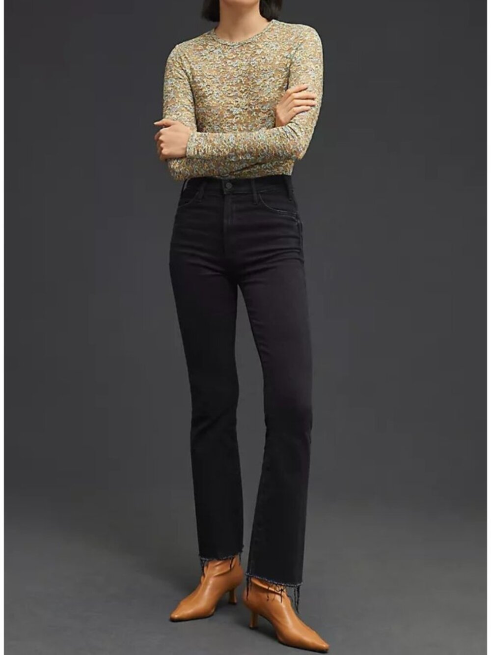 Mother The Hustler Ankle Fray Jeans Encounters At Night Size 30 With Raw Hem